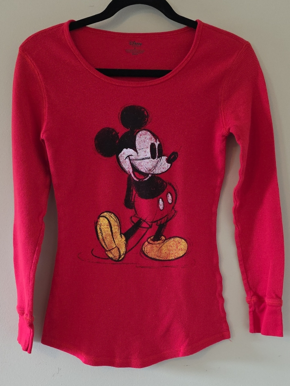 Disney Red Long Sleeve Mickey Mouse Graphic Tee